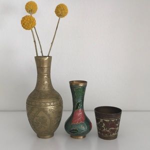 Small Vintage Brass Vases (3)